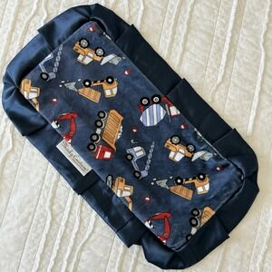 Baby Blanket Lovey Blue Trucks Satin Trim Soft 10x19 Minky‎ Security Blanket
